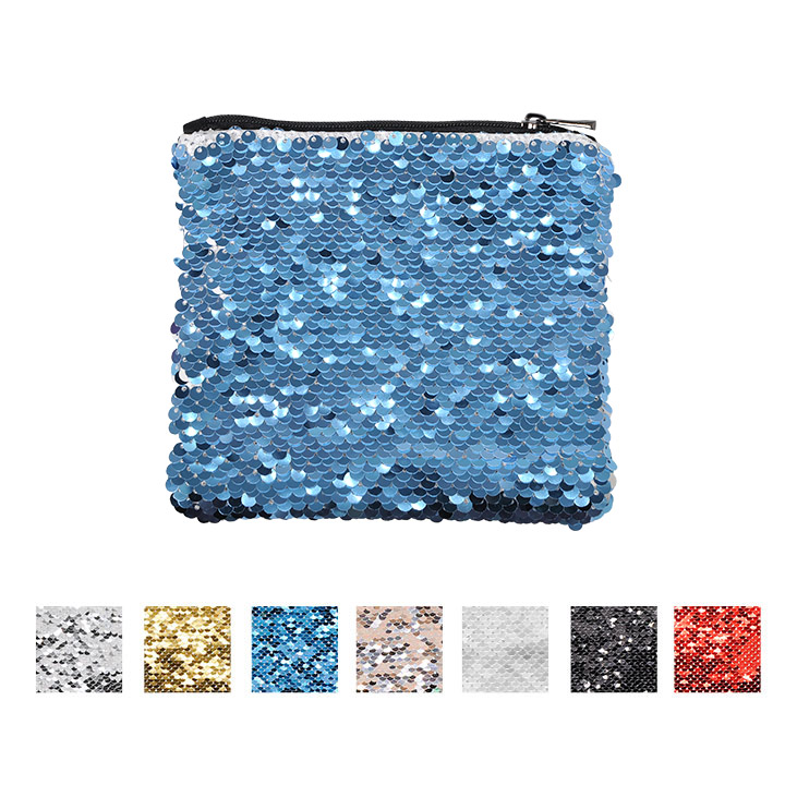 14.5*12.5cm Flip Sequin Cosmetic Bag (Linen)