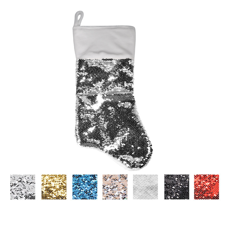 20*45cm Flip Sequin Christmas Stocking (Short Plush)