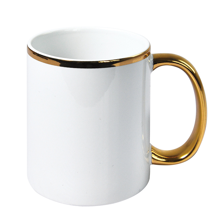 11oz Ceramic Color Rim Mug(Gold), Boxed