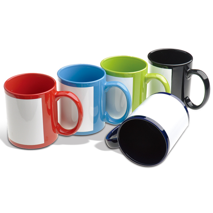 11oz Ceramic Full Color Mug with White Patch (silk screen)