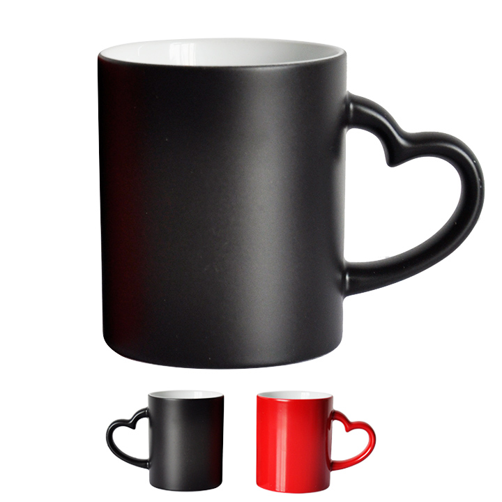11oz Ceramic Heart Handle Color Changing Mug