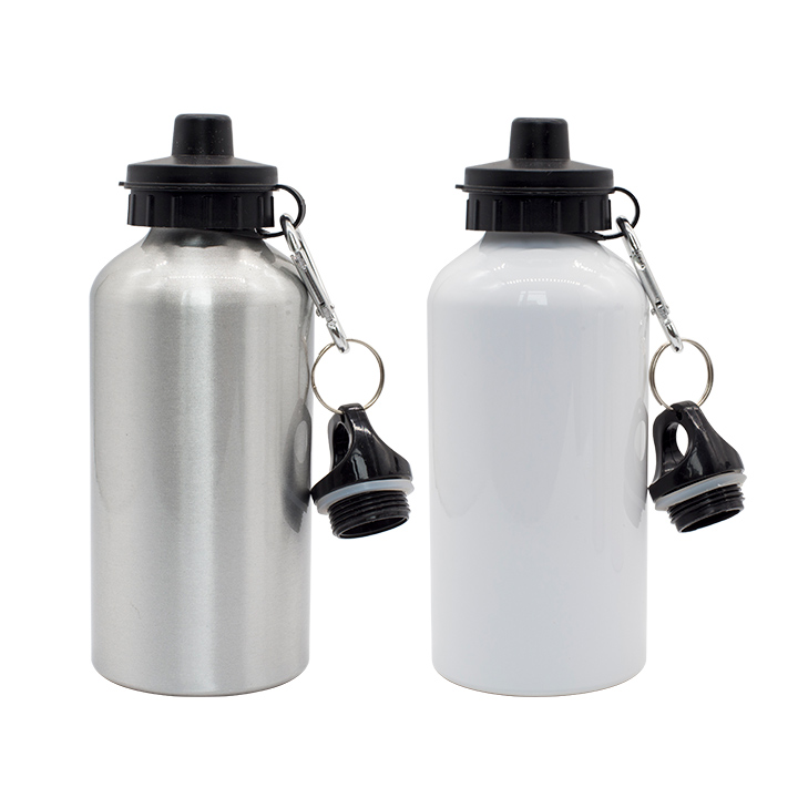 500ml Aluminum Bottle with Two Lids (Silver/White)
