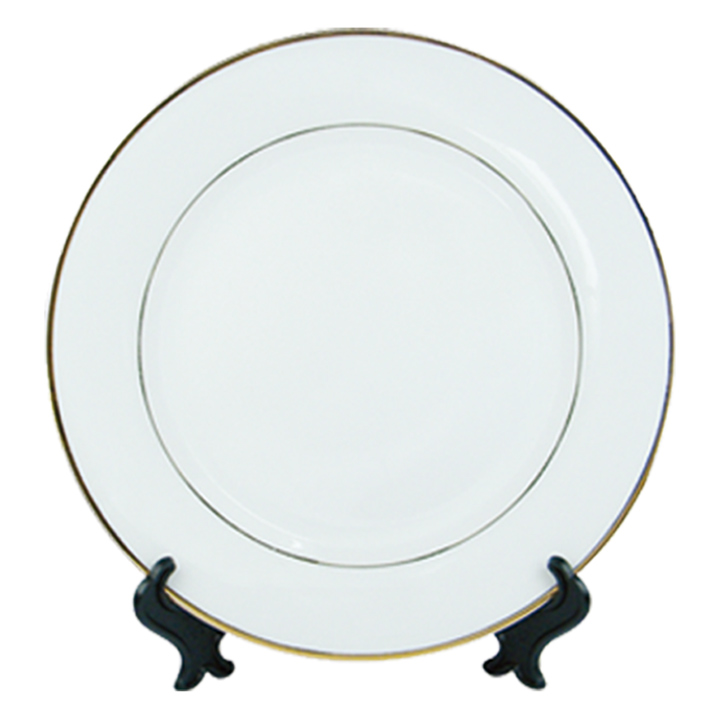 10'' Ceramic Plate with Gold Rim