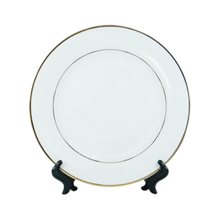 8'' Ceramic Plate with Gold Rim