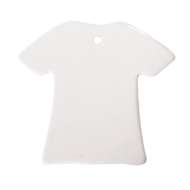 T-shirt Shape Ceramic Ornament, with golden string, 7.8*7.1cm