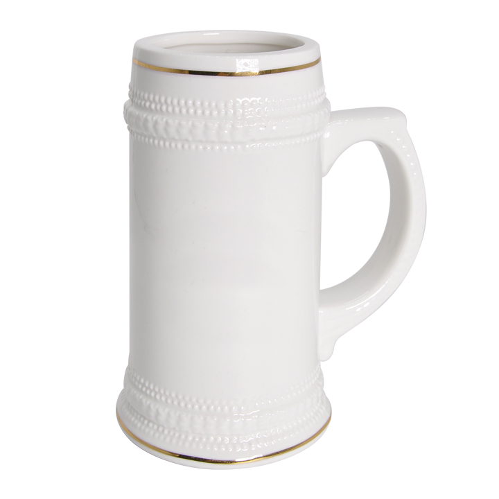 22oz Ceramic Gold Rim Beer Mug