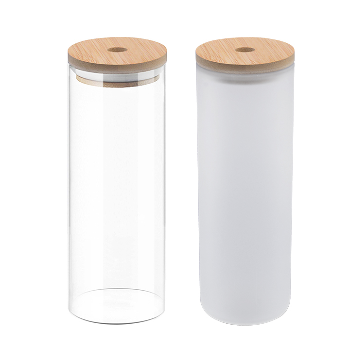 500ml Sublimation Skinny Glass Bottle with Bamboo Lid