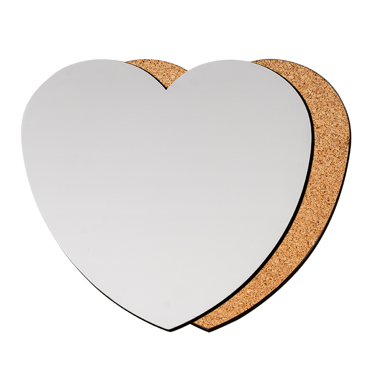 Heart MDF Coaster With Cork, 2 Sizes
