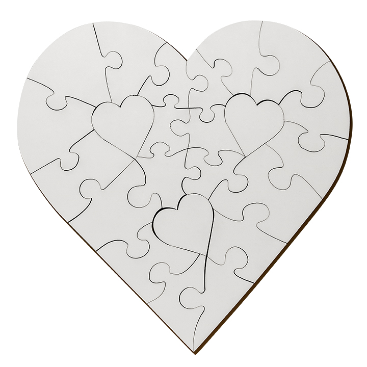 Sublimation MDF Puzzle, Heart(23pcs,17x17cm), Thickness:0.3cm