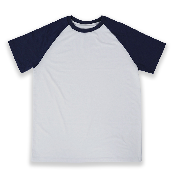Sublimation Men Raglan T-shirt Short-sleeve, White/Navy Blue