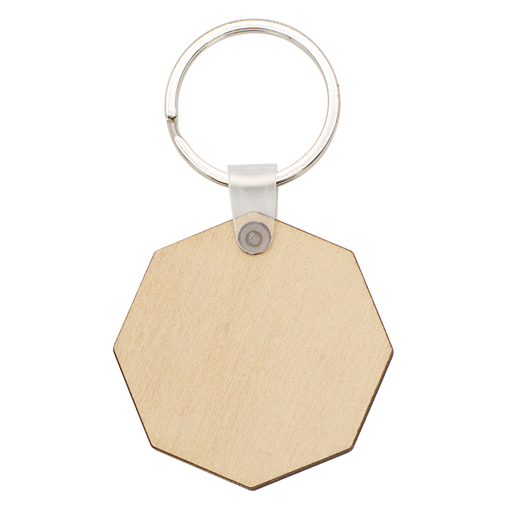 Sublimation PlyWood Keychain, Octagon Shape,Single/Double Sides,Available in 2 Sizes