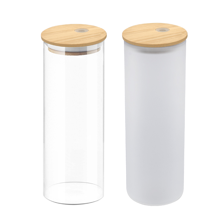 500ml Sublimation Skinny Glass Bottle with Bamboo Lid