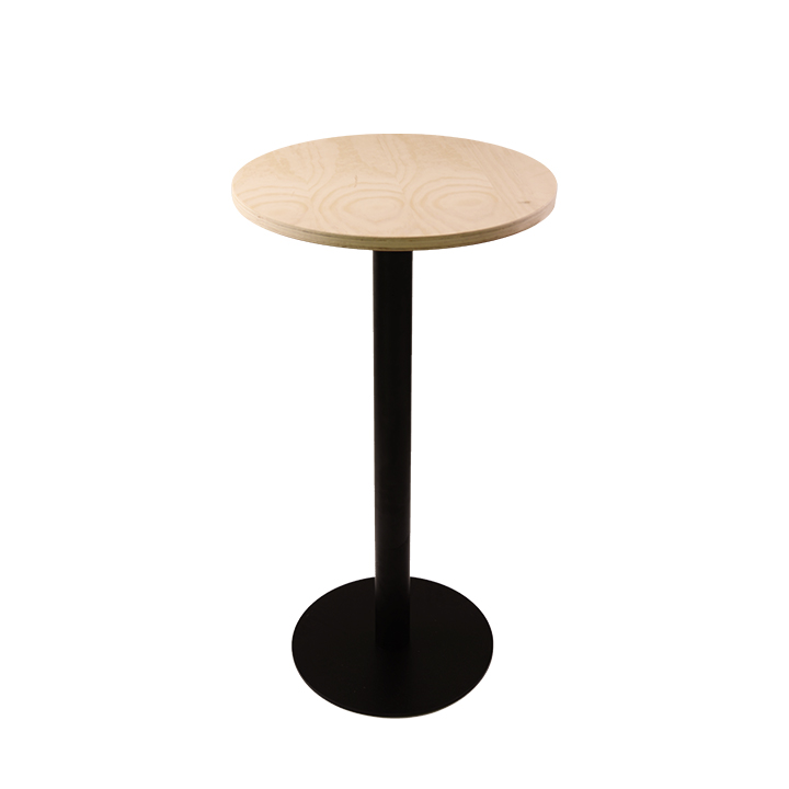 Black Iron Bar Table(Dia 58*H107cm) , with 18mm Poplar PlyWood Table Panel