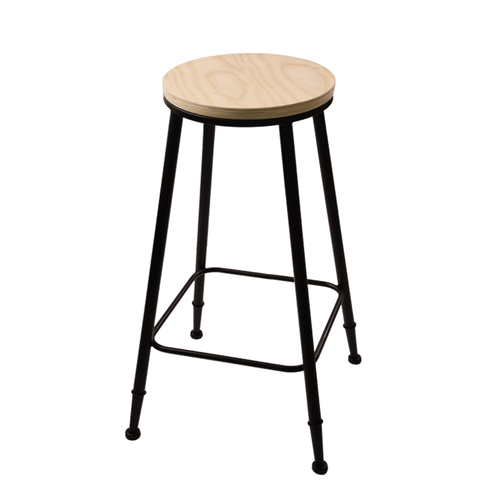 Black Iron Bar Stool with Sublimation wooden panel