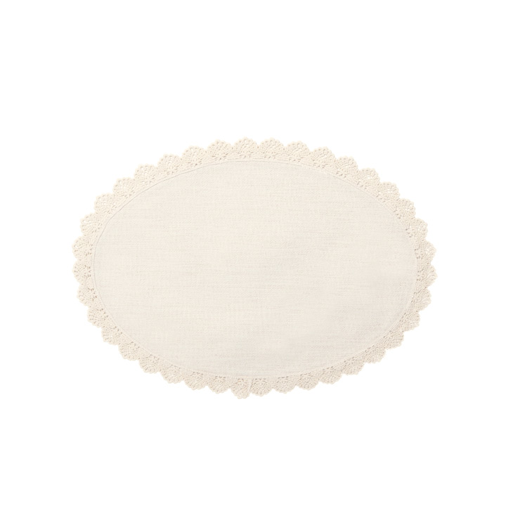 Sublimation Linen Placemat with Lace Trim,Oval,42×32cm