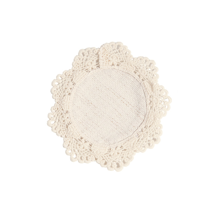 Sublimation Linen Coaster with Lace Trim,Round, Dia.11cm