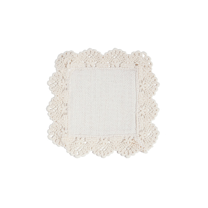 Sublimation Linen Coaster with Lace Trim, Square, 13×13cm